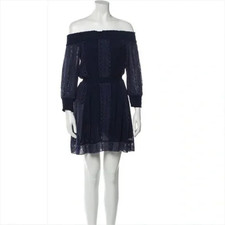 Alice + Olivia Pammy Indigo Eyelet Lace Off Shoulder Mini Dress Size 2 - 1329