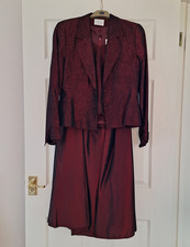 Christmas, NYE, Cocktail Party Dress, Burgundy 3 Piece Set; Skirt/Bodice/Jacket