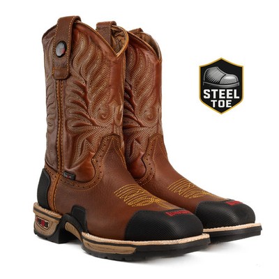 King Welt Buffalo KW4020 Genuine Leather Western Work Boots Square Toe Steel Toe
