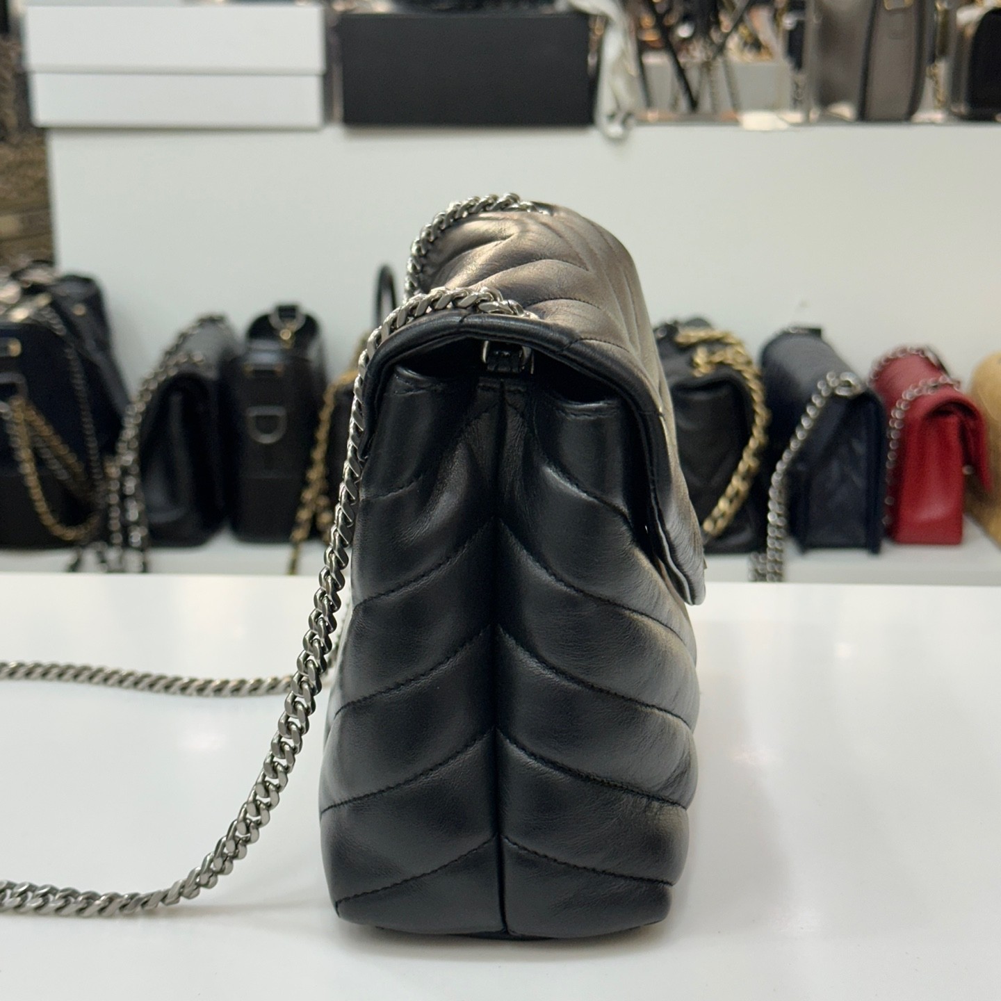 Saint Laurent Lulu Mattrasse piccolo nero argento 487218 134041864