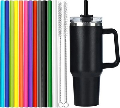 12 Pack Color Replacement Straws for Stanley 40 oz Tumbler, 12 inch Reusable Str