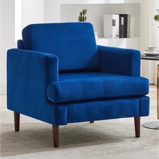 Single Wingback Sofa Armchair Fabric Reading Accent Chairs with Cushion Wood Leg