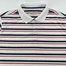 Nike Golf Polo Shirt Mens XL White Stripe Dri-Fit Golf Performance Short Sleeve