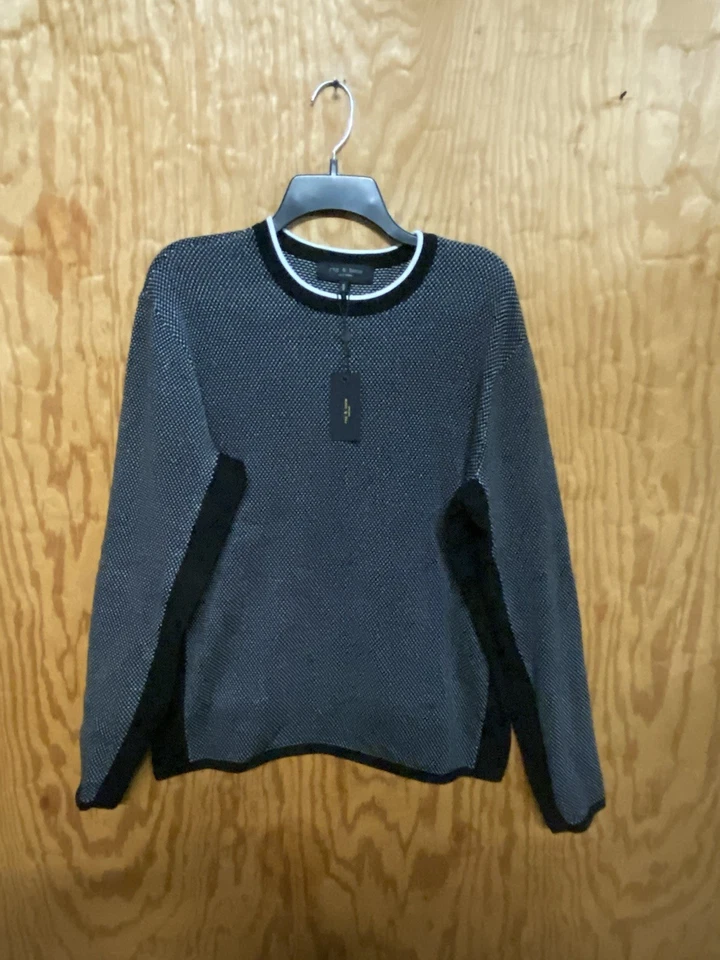 RAG & BONE Men’s Mitch Black Crewneck Sweater Size Medium. $249 - Image 4 of 4