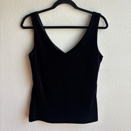 Vintage 90s Y2K Eye Candy Black Velvet Fairy Vampy Whimsygoth V Neck Top Size L - Picture 3 of 7
