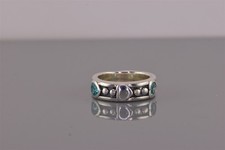 Sterling Silver Double Blue Hearts Cubic Zirconia Band Ring 925 Sz: 6