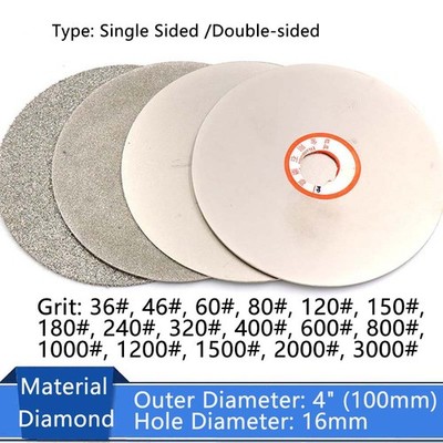 4'' 100mm Diamond Coated Flat Lap Wheel Grinding Polishing Disc 36-3000 Grit