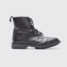 Tricker's Grassmere Boots Size UK8.5 Black Pebble Leather Lace Up Made in the UK