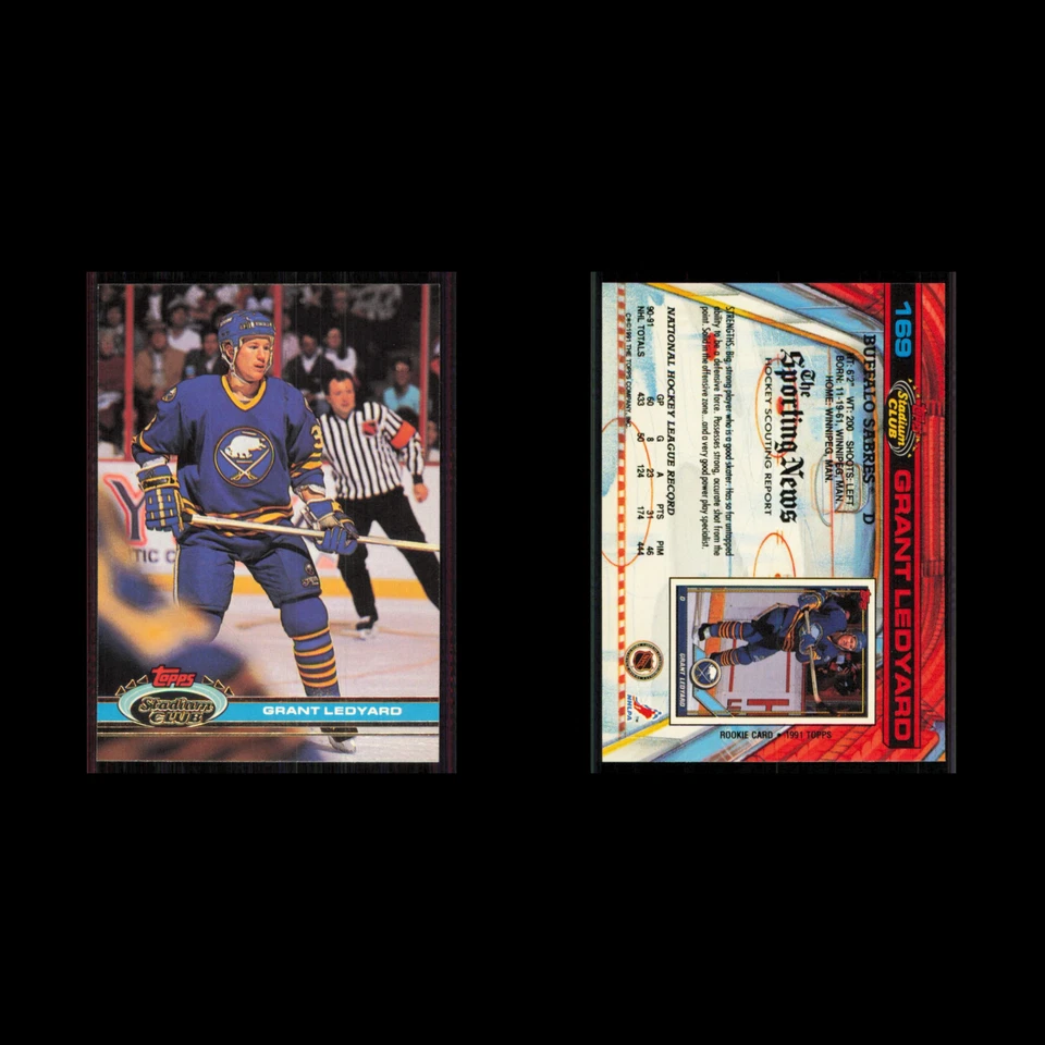Grant Ledyard #169 1991 Topps Stadium Club Buffalo Sabres Hockey Card NHL NM - Image 3 of 3
