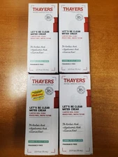 4 Pack: Thayers Lets Be Clear Water Face Cream 2.5 oz. ea. Frag. Free (1768) D2