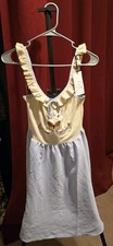 NWT Unique Vintage Ivory/Purple Sleeveless Babydoll Dress Butterfly On Front XS