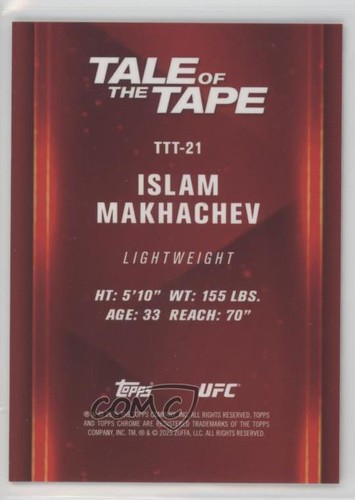 Réfracteur géométrique 2025 Topps Chrome UFC Gold /50 Islam Makhachev #TTT-21 4f5 - Photo 2/3