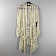 Nic Zoe Cream Open Cardigan Sweater Size Large Open Knit Cotton Blend