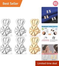 Elegant 3 Pairs 8MM Adjustable Earring Lifters - Hypoallergenic Silver Gold