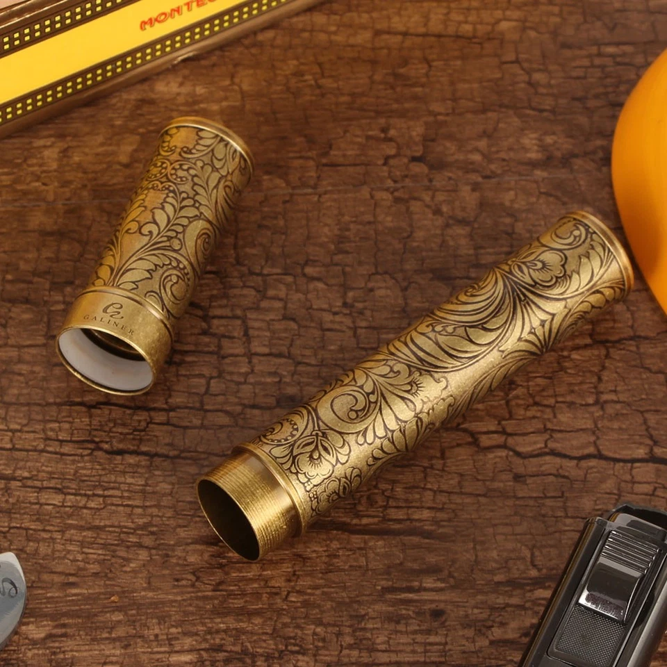 Galiner Bronze Cigar Tube Stainless Steel Humidor Case 1 Cigar Travel Pocket Box - Image 4 of 4