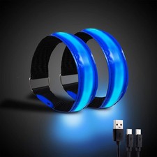 2 Pack Rechargeable LED Reflective Armbands for Running Walking Cycling