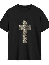 1/4/6 Pack Cross Mens Shirts Christian Bible Verse Affirmation I CAN DO T-shirts