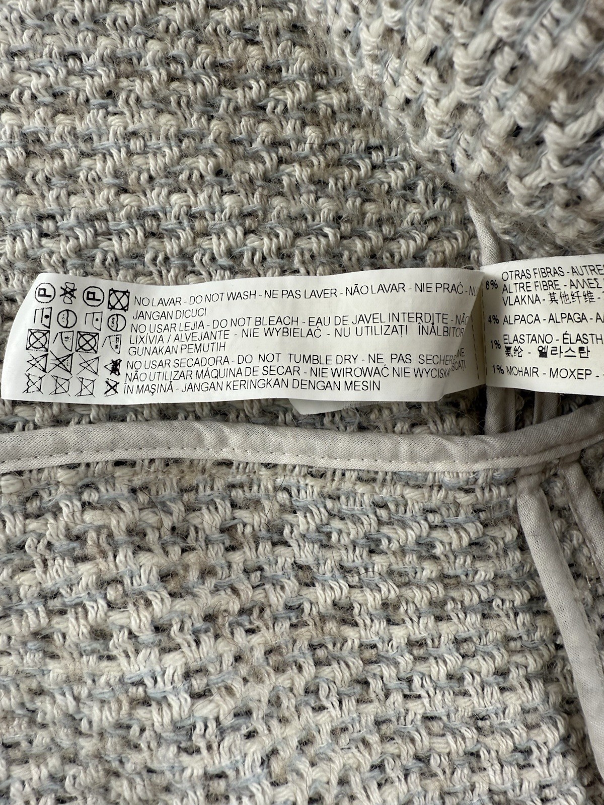 Zara Basic Womens Blazer Jacket M Tweed Fringe Fu… - image 12