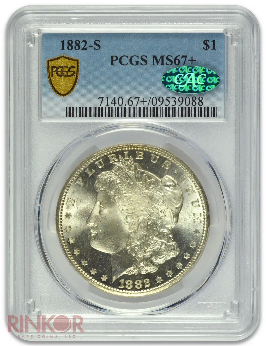 PCGS & CAC Certified Silver MS 67 Graded Morgan US Dollars (1878