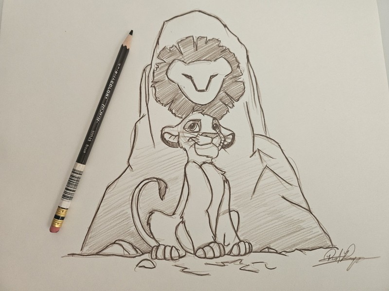 Disney Lion King Simba Pride Rock Lorcana  Drawing/Sketch Animation Art Signed