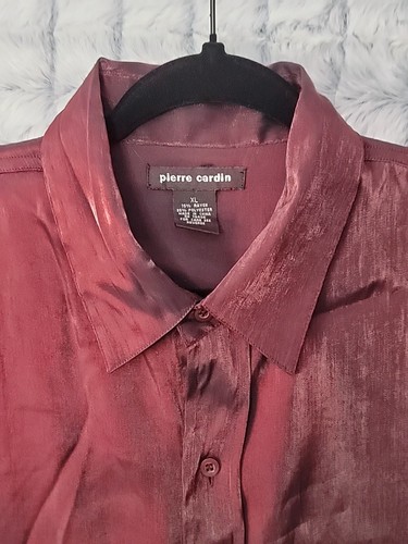 Pierre Cardin Vintage Iridescent Red Button Up Men's XL Shirt Casual Dress - Picture 2 of 3