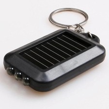 Mini Solar Torch Power 3 LED Light Key Chain Keyring Flashlight Outdoor Light