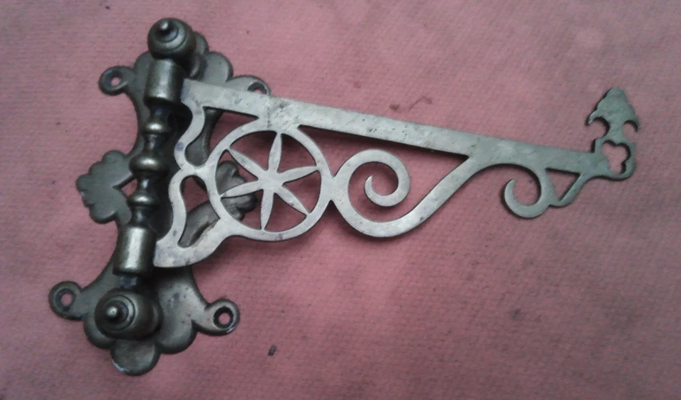 Vintage brass folding spit bracket - Image 2 of 4