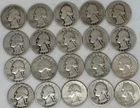 Lot of 20 90% Silver Washington Quarters Various Years