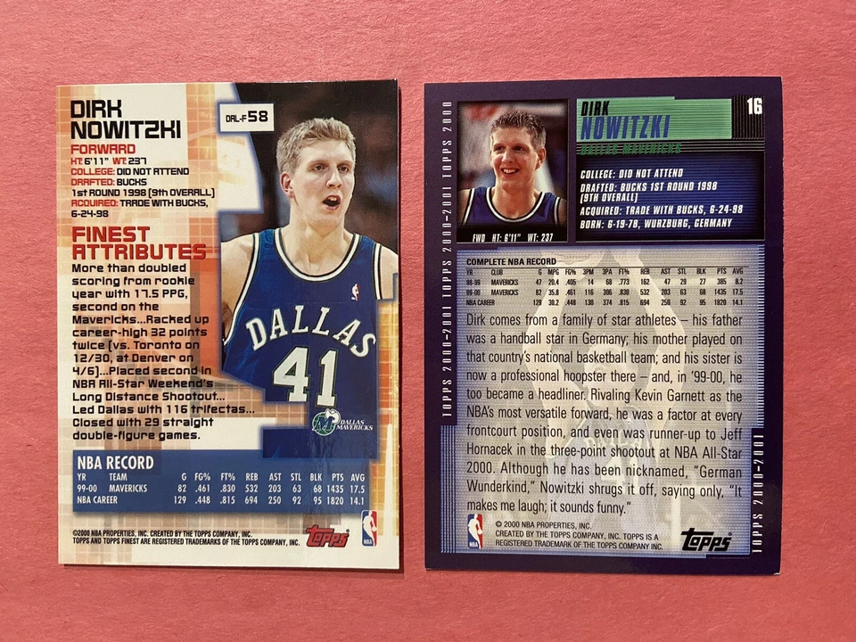 Dirk Nowitzki 2000-01 Topps Topps Finest 2x Card Lot - Image 2 of 2