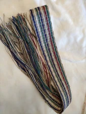#152 Powder horn strap belt Natural Hemp And Flax In Stripe Of Colors 40"x 1.75"