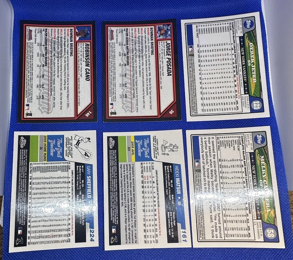 New York Yankees Bowman Topps Хром Лот из 6 Cano Jeter Posada Cabrera Matsui!! - Изображение 2 из 2