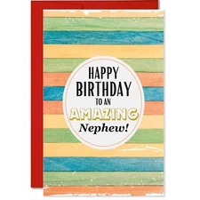 Happy Birthday To An Amazin Nephew Greeting Card - 5.3x8 - Made in the USA