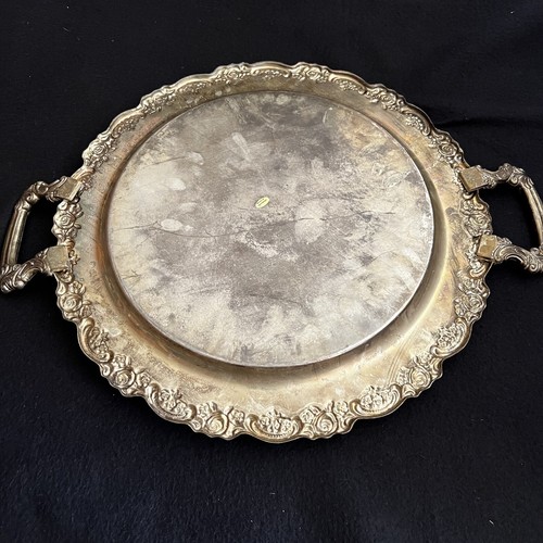 Vintage Silver Plated Round 15” Tray with Handles - Picture 14 of 18