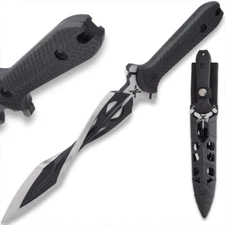 Tsunami Fixed Blade with Vortec Sheath | Twist Blade Design | 7 1/2" Durable Two