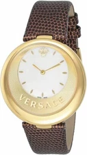 Versace Women's VAQ030016 'PERPETUELLE' Stainless Steel Gold Brown Leather Watch