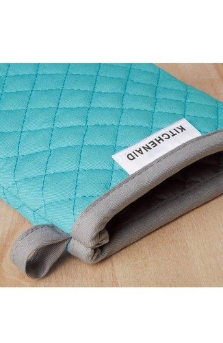KitchenAid Asteroid Mini Oven Mitt, 5.5"x8", Aqua 2 Count G-04 - Picture 3 of 4