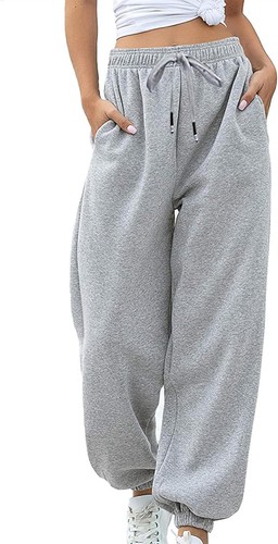 Sweatpants for Teen Girls Baggy High Waisted Cinch Bottom Small, Gray