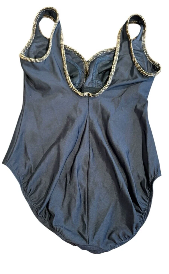 Traje de baño Longitude Take Control talla 10 una pieza sin mangas negro marrón copa suave Foto 2 de 4