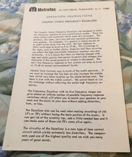 Metrotec Graphic Stereo Frequency Equalizer Instructions Manual