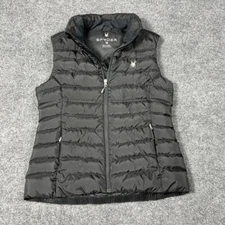Spyder Vest Womens Medium Black Full Zip Puffer Pockets Hiking Down Quilted