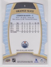 RARE Error CONNOR McDAVID 2019-20 Upper Deck Allure Orange Slice /Red Rainbow #1