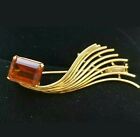 Citrine Brooch Pin-Estate Jewelry 5.2g Vintage 18k Yellow Gold Madeira