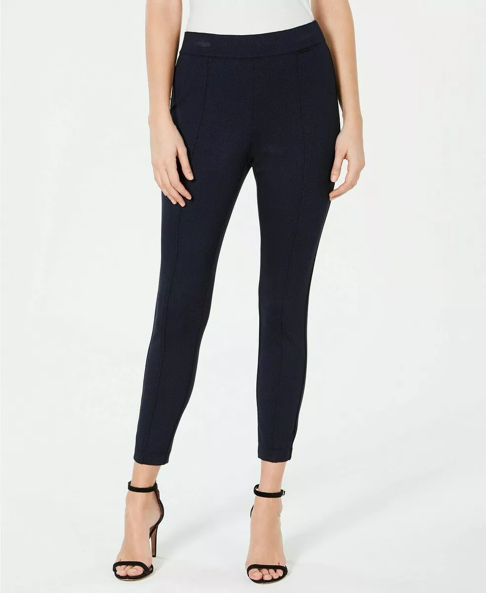 Anne Klein Pull On Ankle Pants Black Mid rise elastic waistband 301