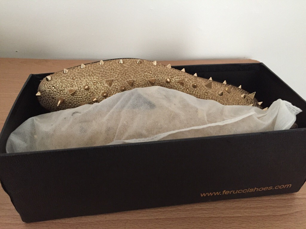 PANTOFOLA D’ORO Mocassini da uomo FERUCCI oro velluto giallo piatti con rivetti a punta taglia 11