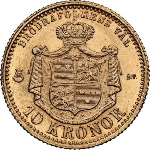 10 Kronor 1874 BU Sweden King Oscar II NGC MS65 Gold Coin (826)