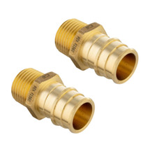 EFIELD 2 PCS Pex A Pipe 1"x1" MALE NPT Adapter Expansion Brass Fittings-- F1960