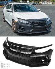 Type-R Style Front Bumper For 16-19 Honda Civic Conversion Kits Grille Trim Lip