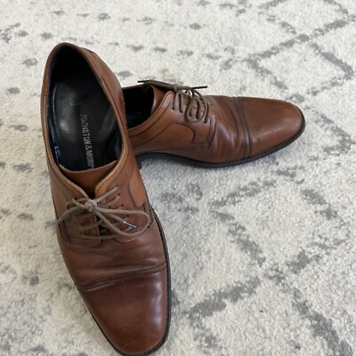 Johnston & Murphy Mens Sz 8.5M Brown Lace Up Cap Toe Oxfords  display picture 2