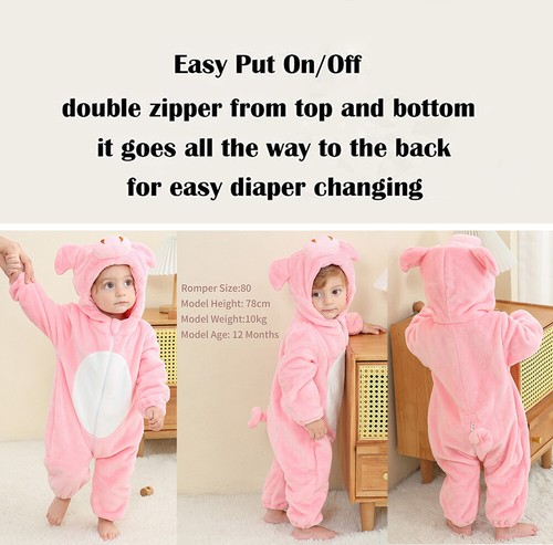Baby Schwein Kostüm für Kleinkind Säugling Kinder Mädchen Jungen Halloween Tier Strampler süß - Bild 5 von 13