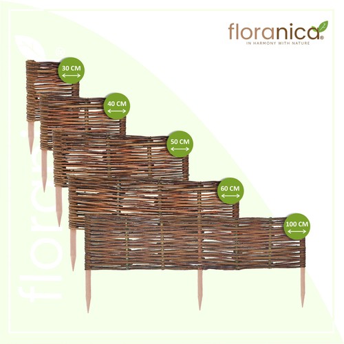 Floranica Bordure de jardin en osier - Clôture en osier de jardin - Imagen 2 de 28